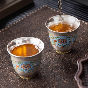 Dunhuang Institute of Art Cloisonné Enamel Gilded Silver Teaware