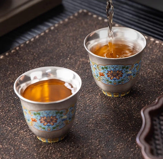 Dunhuang Institute of Art Cloisonné Enamel Gilded Silver Teaware